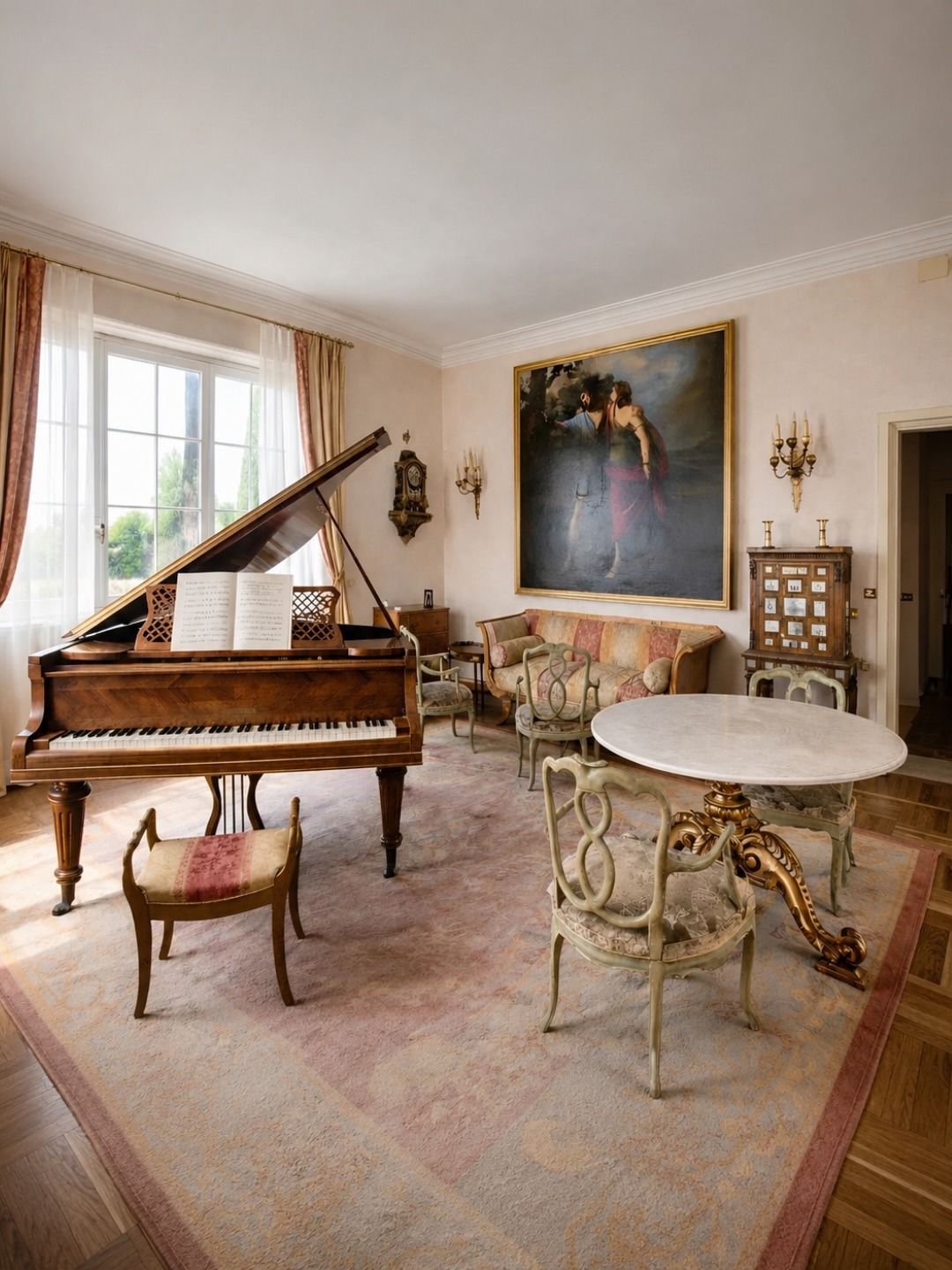Living room with a piano
