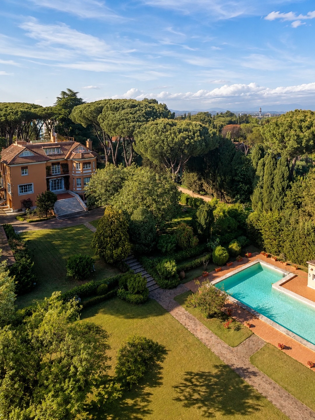 Aerial view of the property