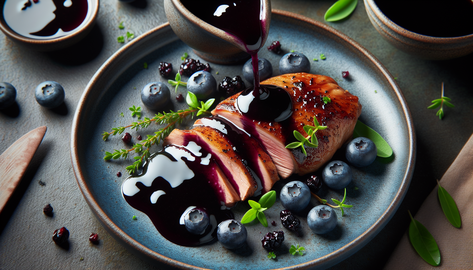 Poitrine de canard à la sauce aux bleuets sauvages