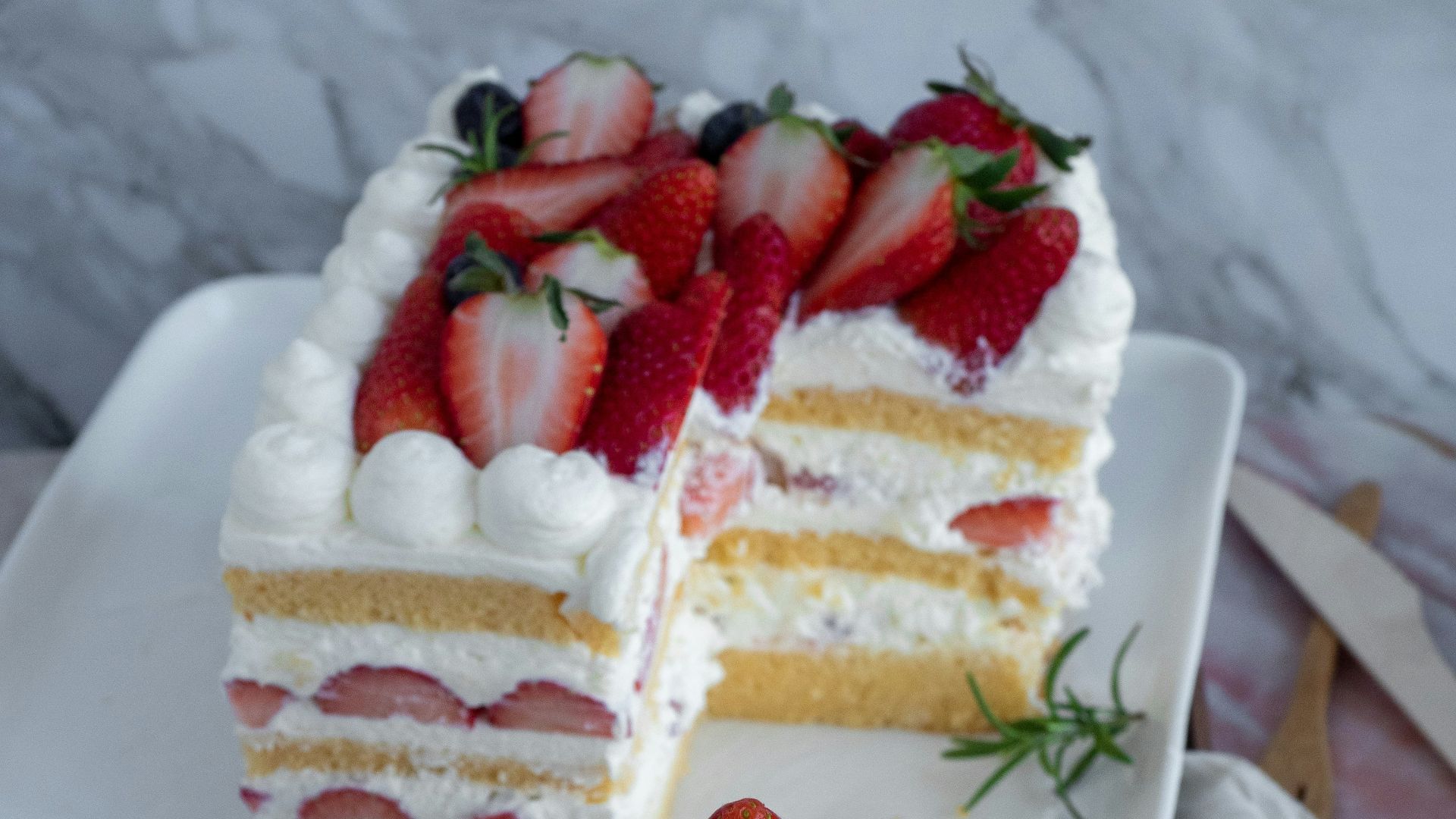 1. Gâteau plat aux fraises