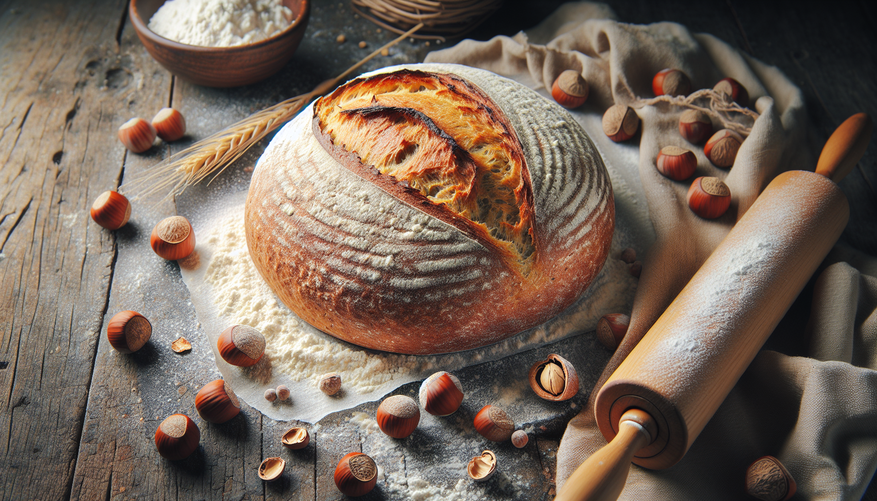 Pain à la farine de kamut et aux noisettes