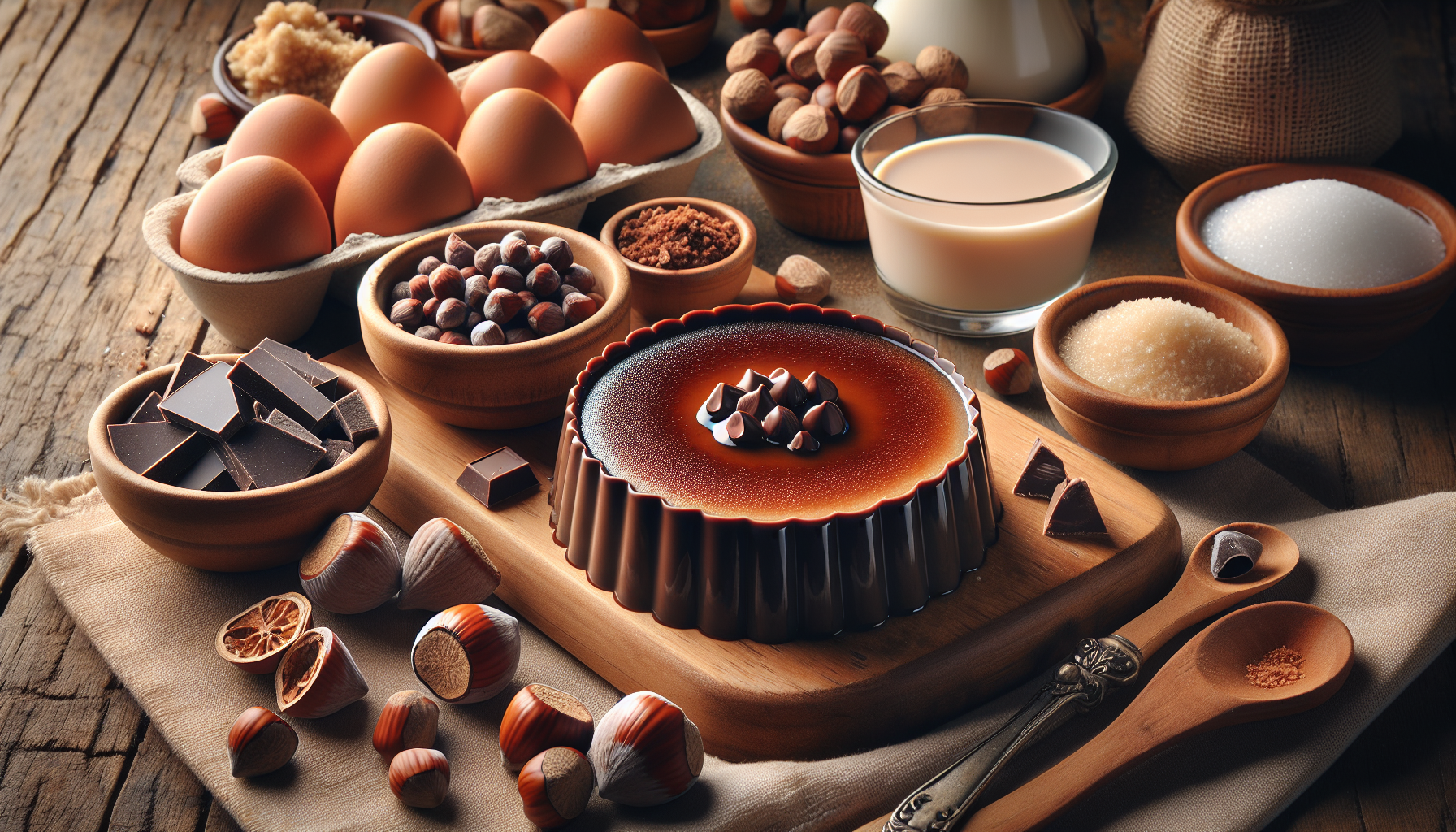 Petits flans choco-noisette