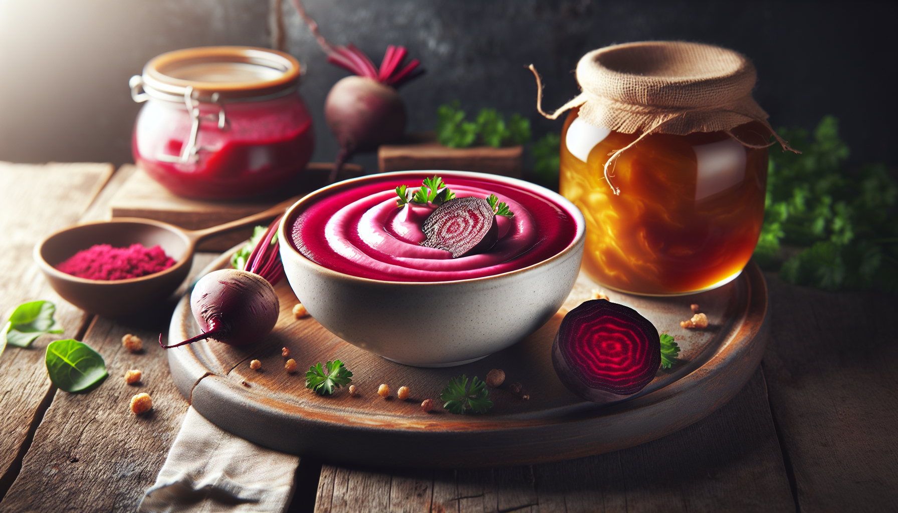 Crème de betterave et confit