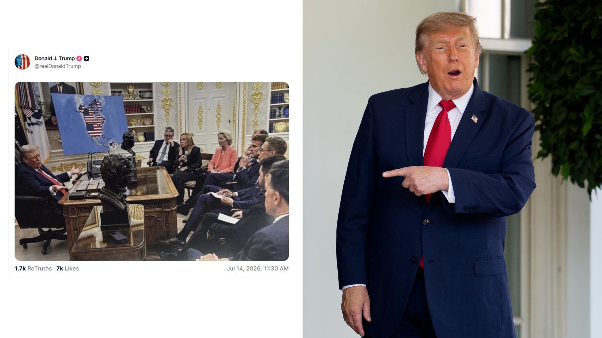 Trump Sparks Outrage With AI Image Showing Canada, Greenland, Cuba and Venezuela as U.S. Territory