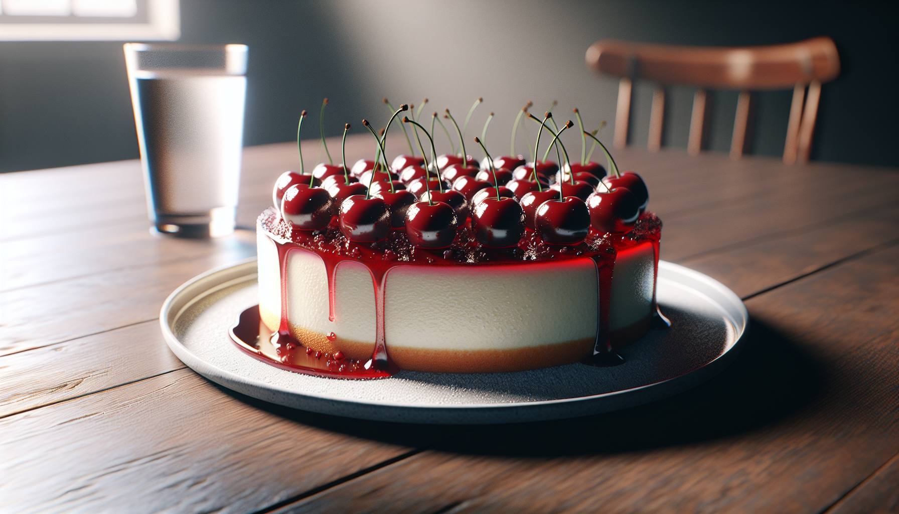 Cheesecake givré et cerises au kirsch