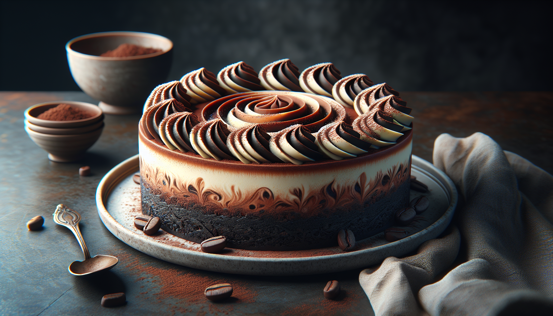 Gâteau au fromage aux chocolat et tourbillon de café