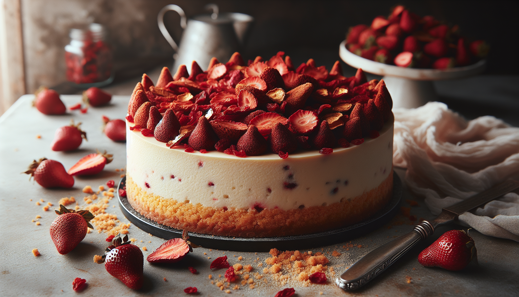 Gâteau au fromage - version fraises séchées :