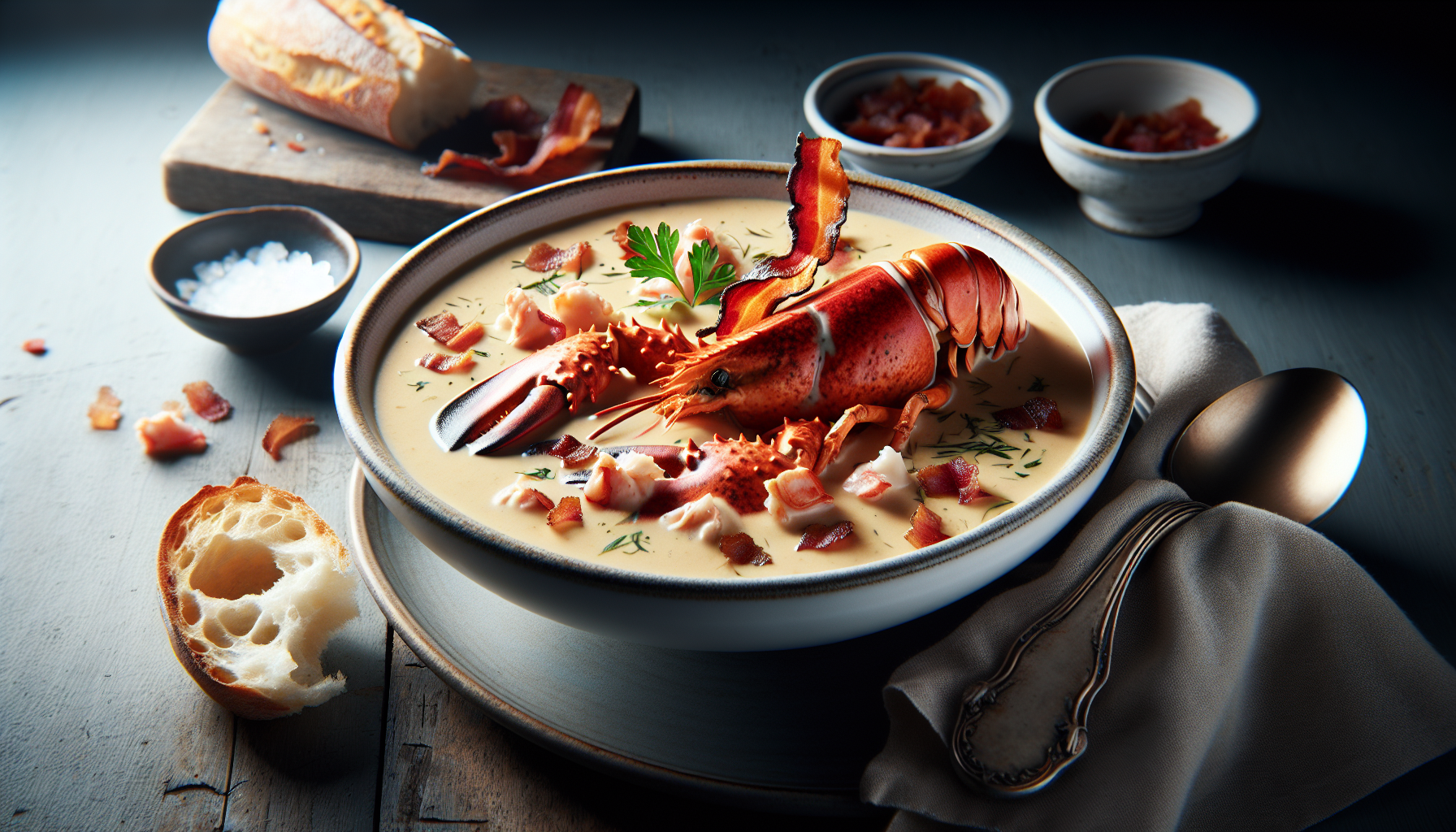 Bisque de homard aux lardons
