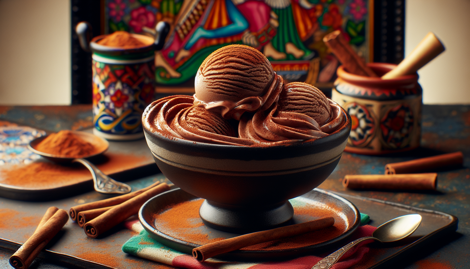 Crème glacée mexicaine aux chocolat et tourbillon de cannelle