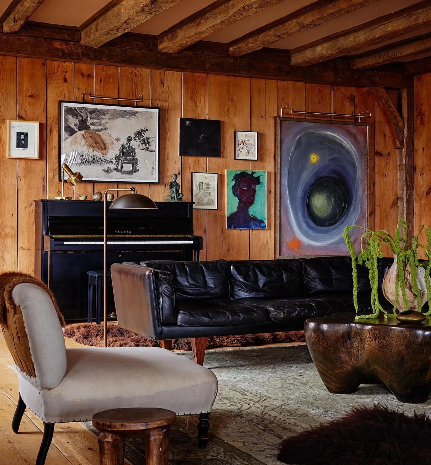 Living room with a piano