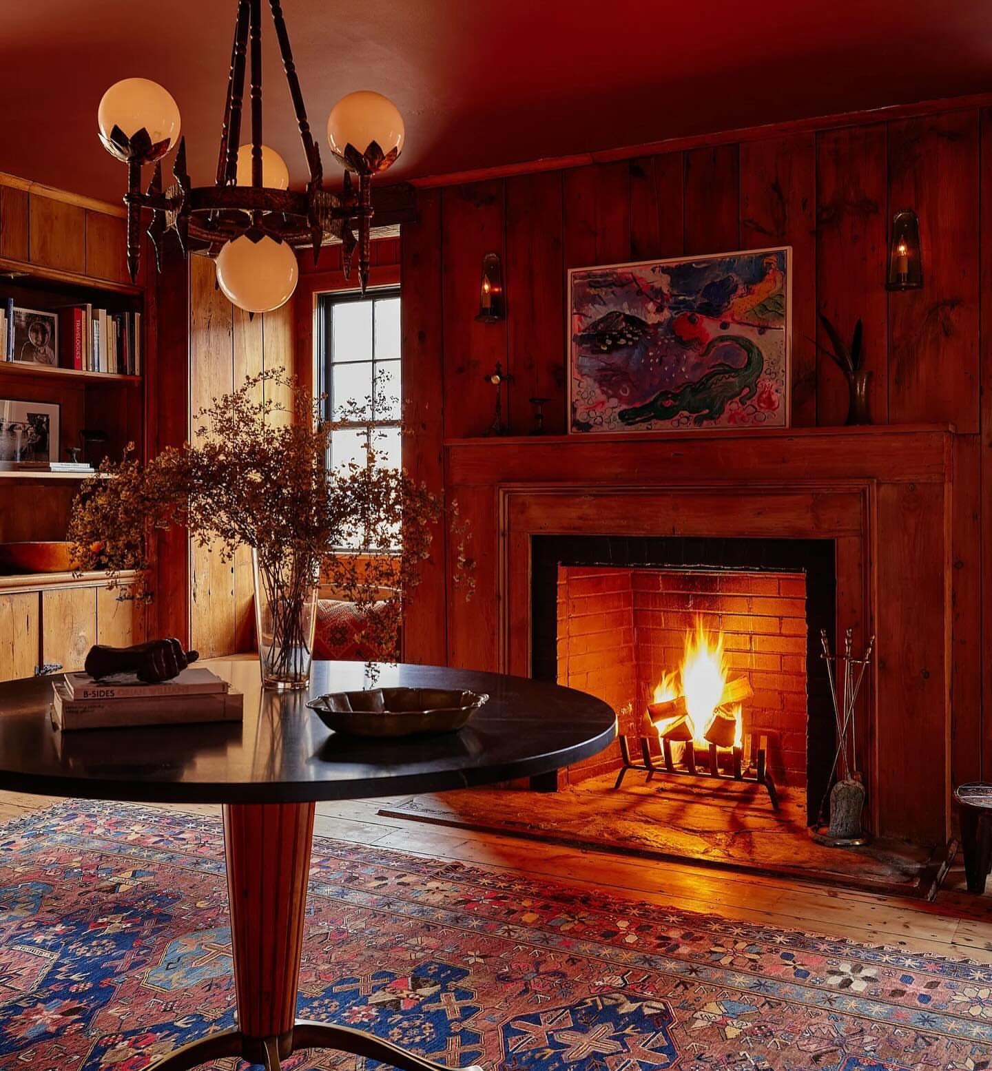 Living room with a fireplace