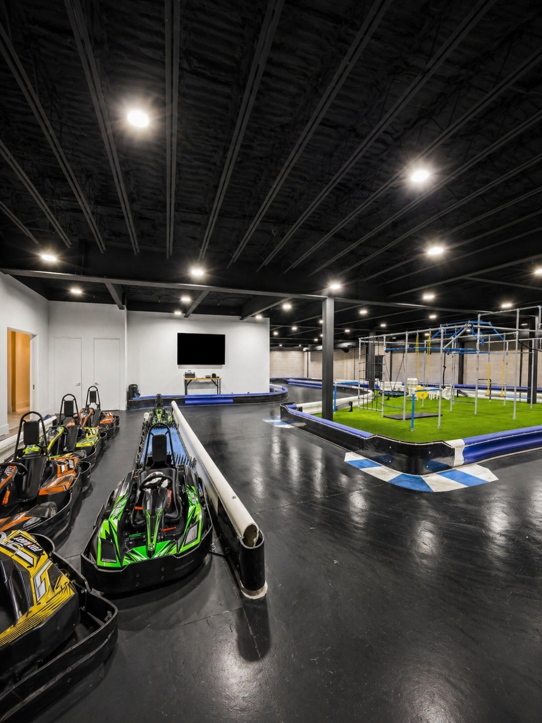 The indoor go-kart track