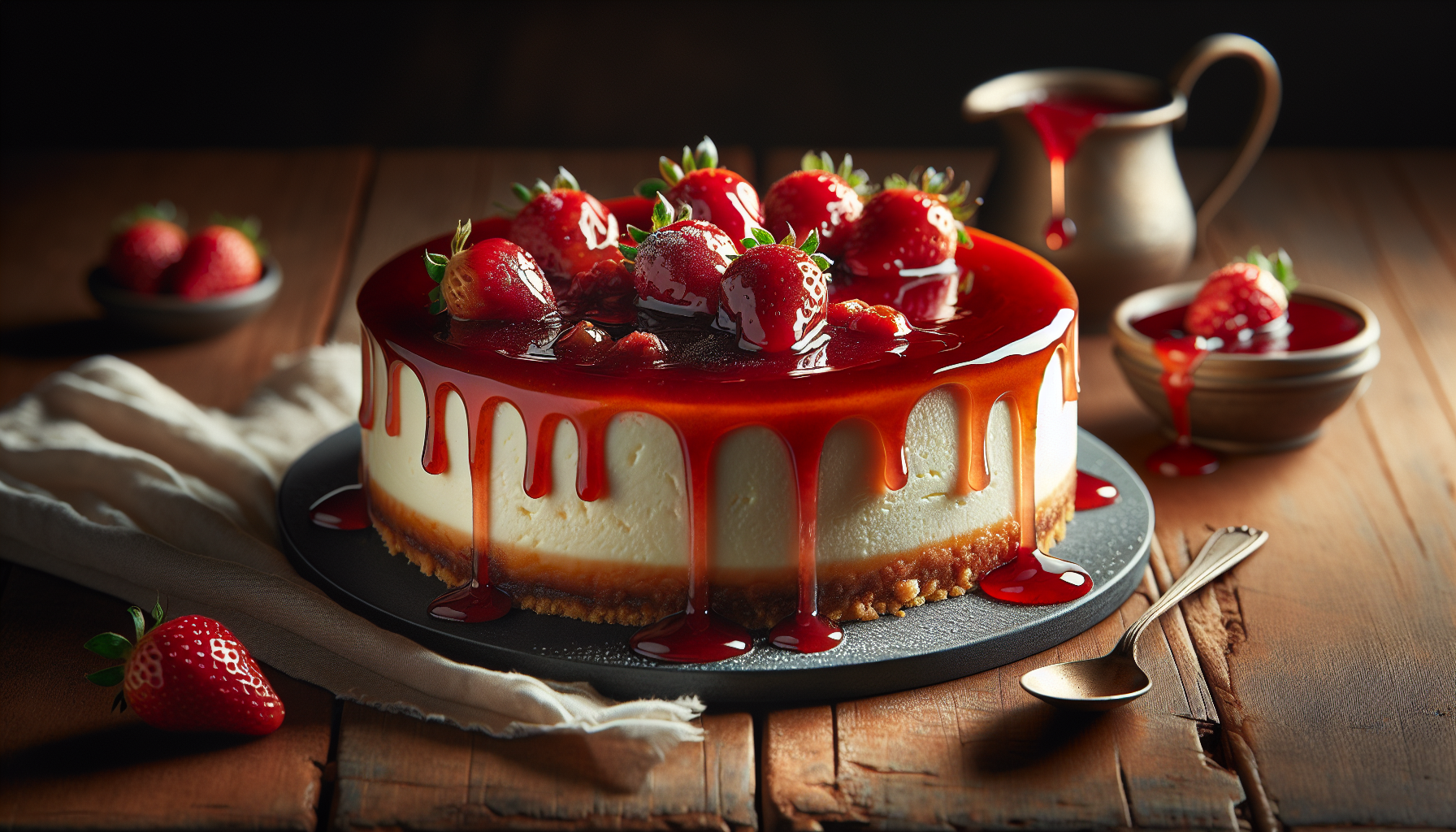 Parfait gâteau au fromage, coulis de fraises à l'érable