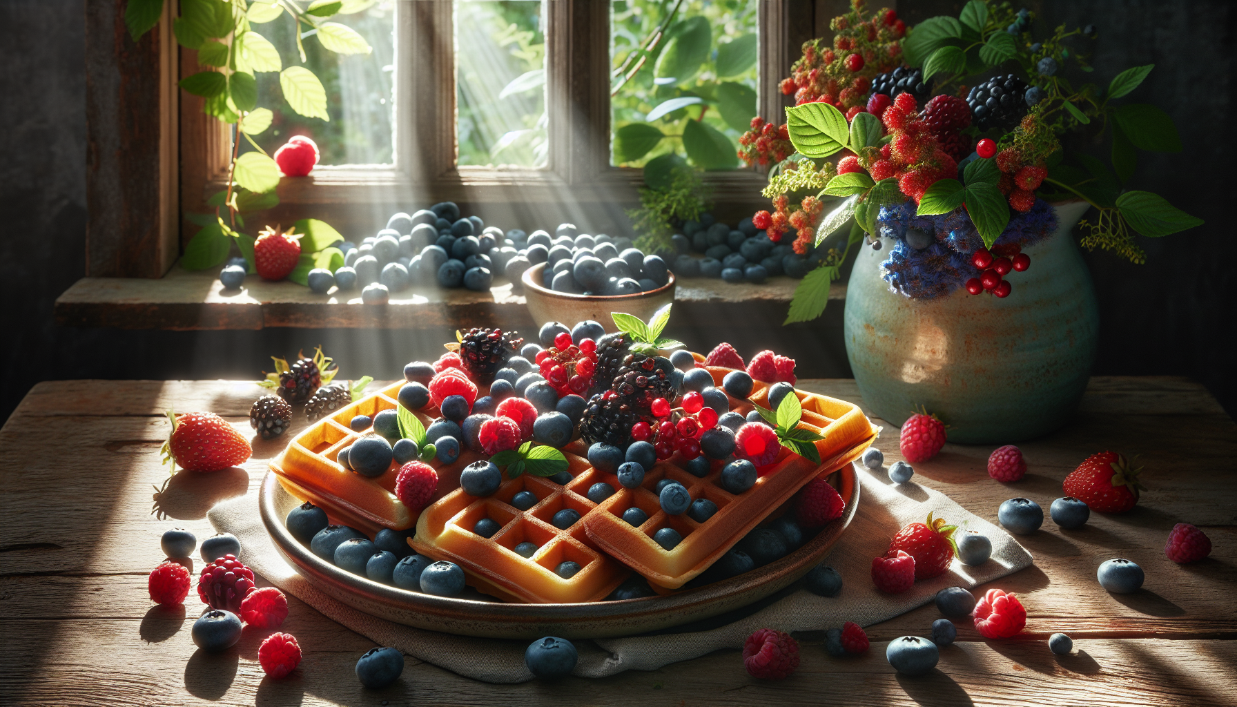 Gaufres aux petits fruits des champs