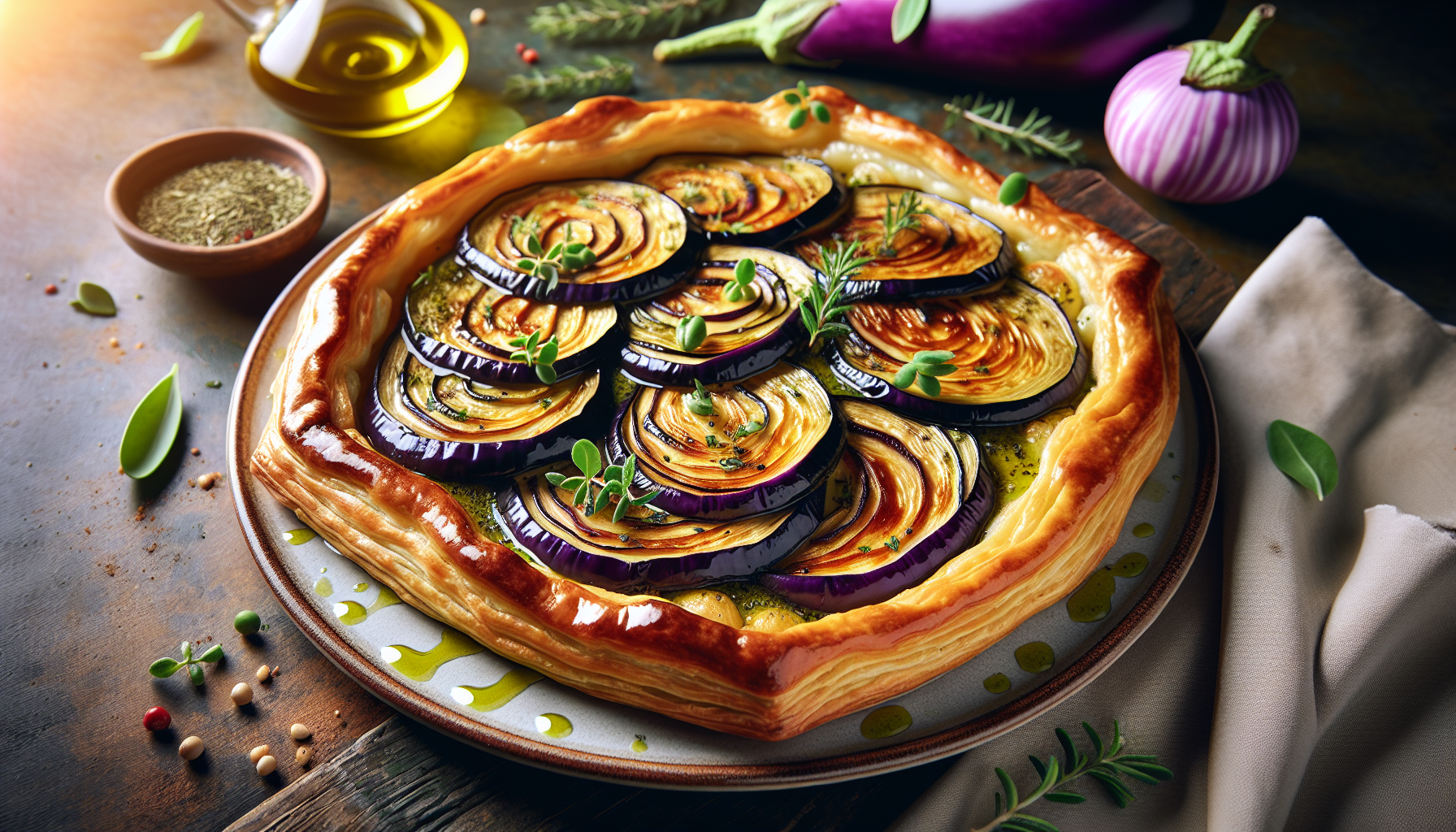 Tarte feuilletée aux aubergines