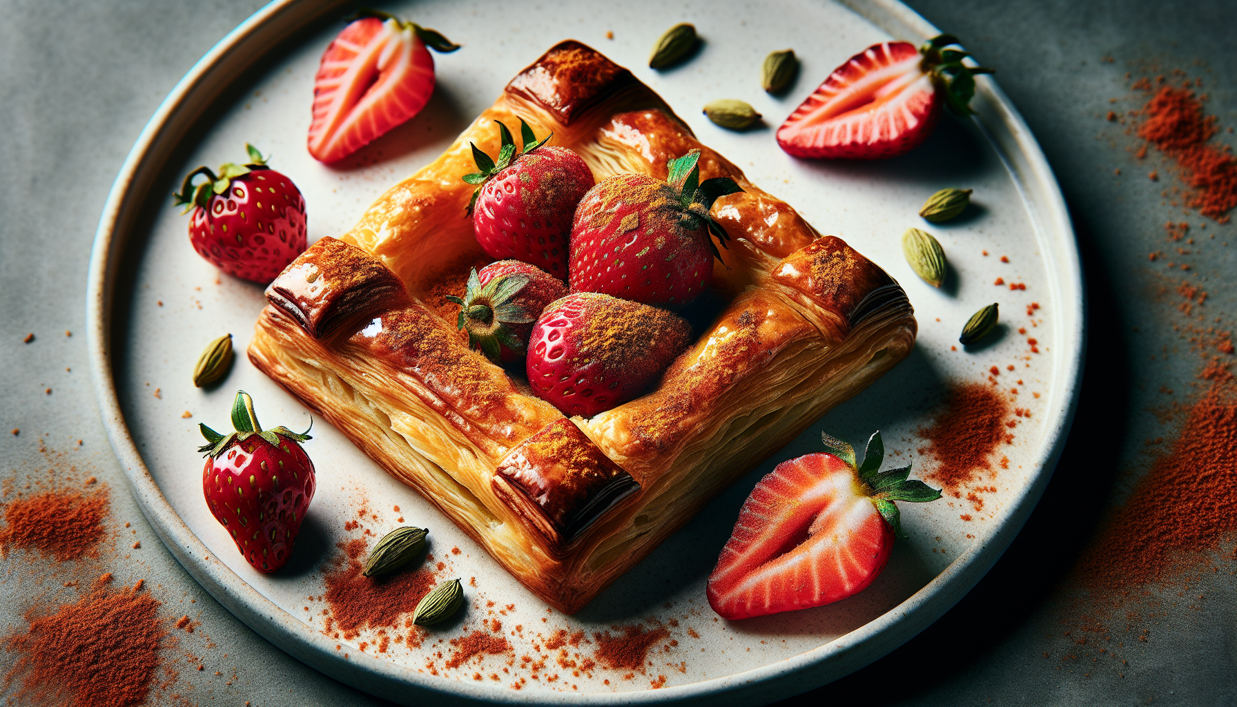 Feuilleté de fraise et cardamome
