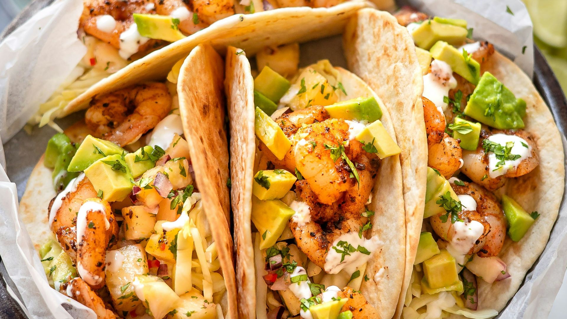 7. Mini-tacos aux crevettes au piment et au citron vert