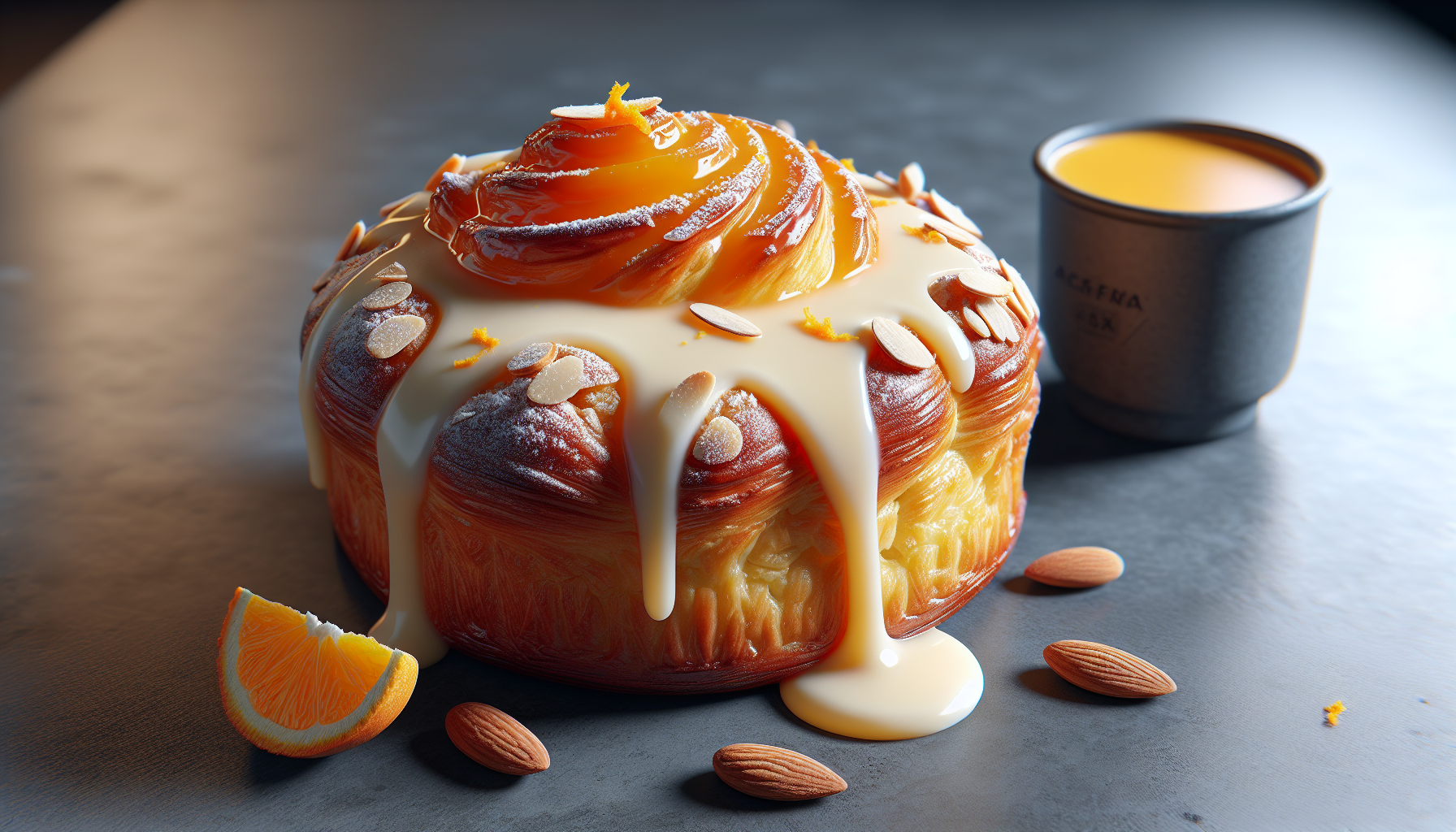 Brioches aux amandes, glaçage crémeux à l'orange