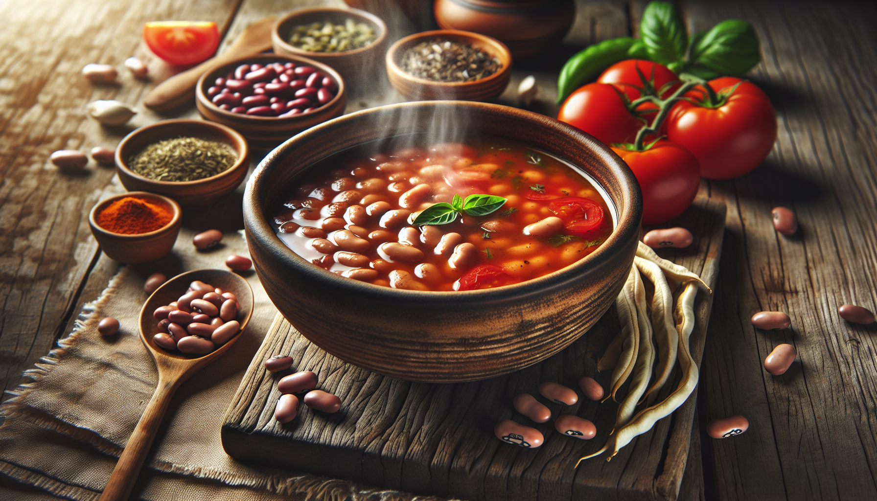 Potage aux haricots et tomate