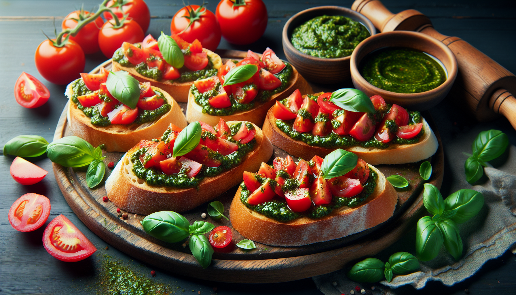 Bruschetta aux tomates et pesto