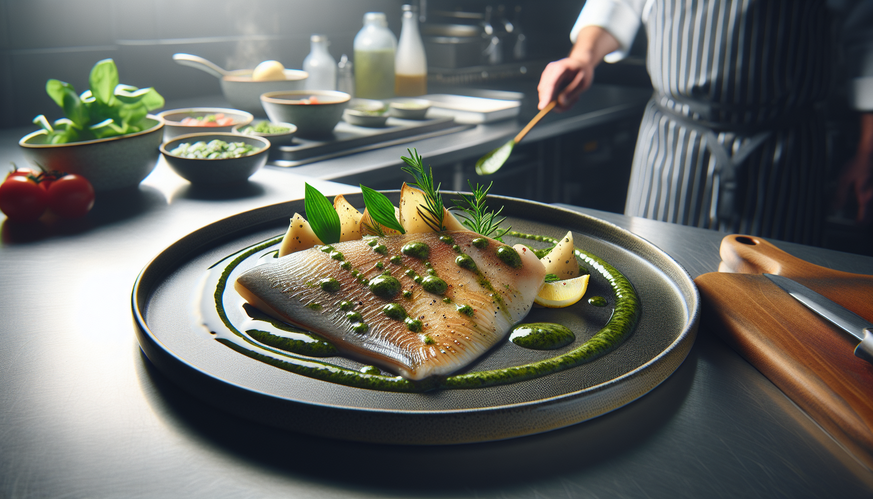 Aile de raie, sauce aux herbes