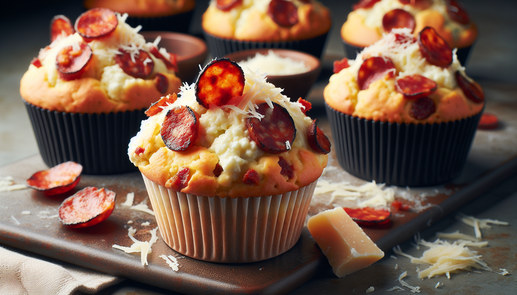 Muffins aux chorizo, ricotta et parmesan