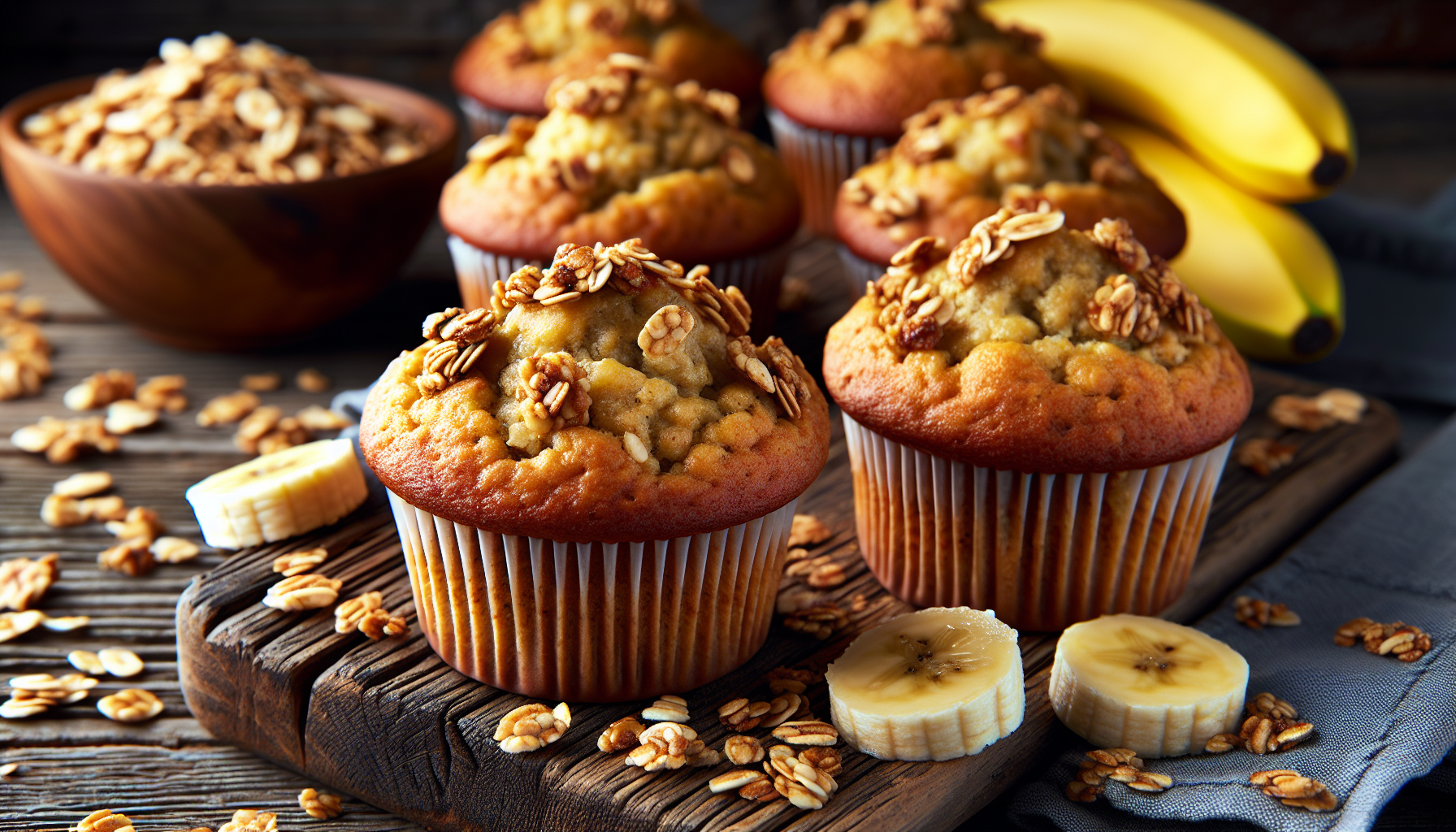 Muffins granola aux bananes