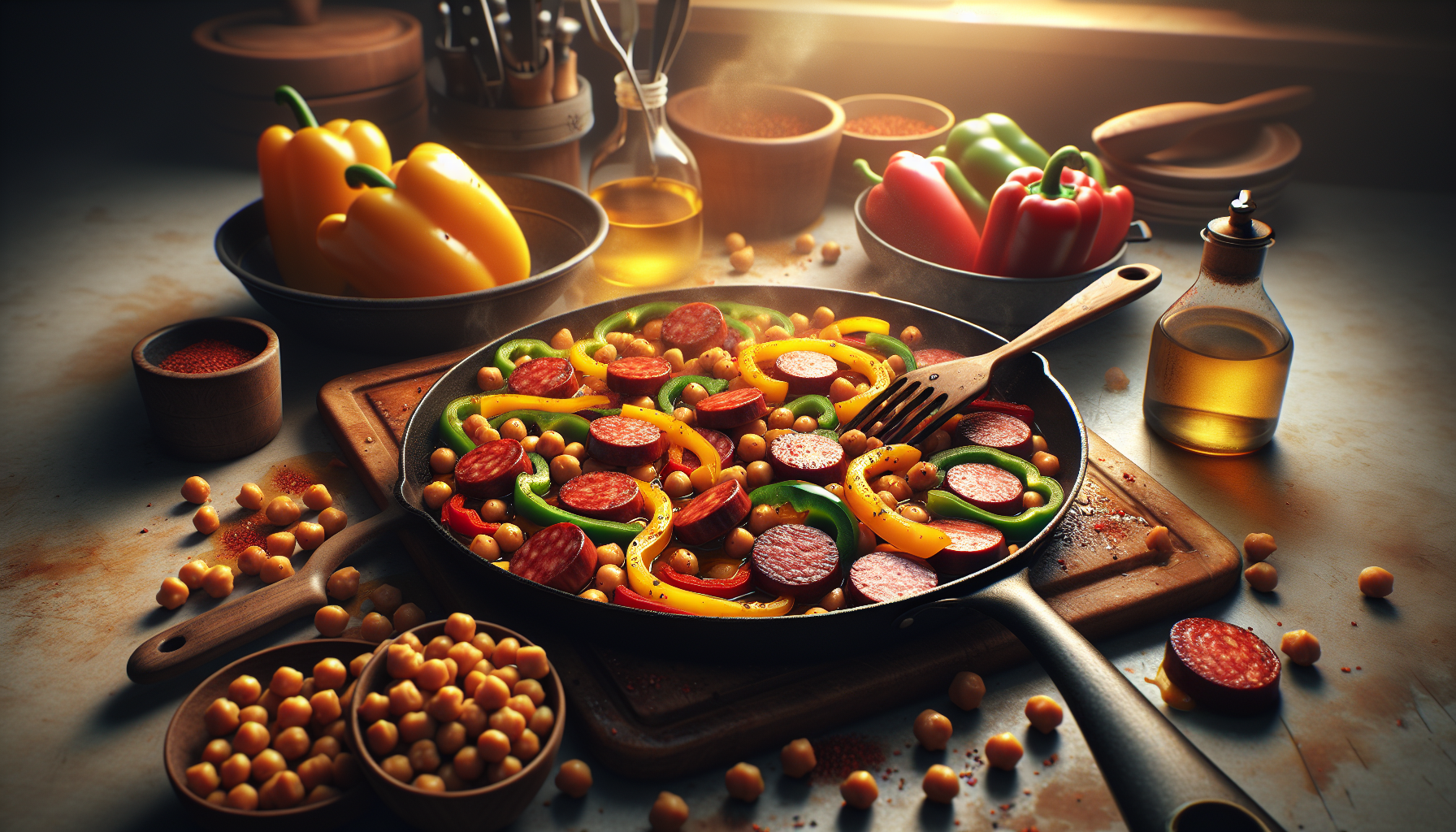 Chorizo au poivron et pois chiches