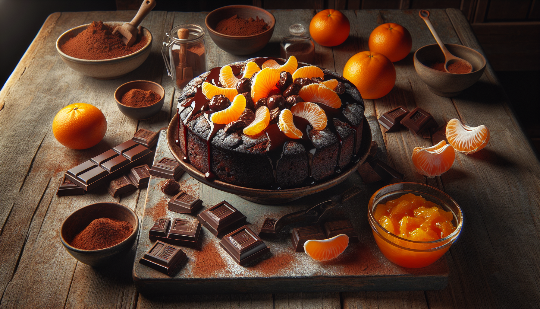 Gâteau chocolat et compote de clémentines
