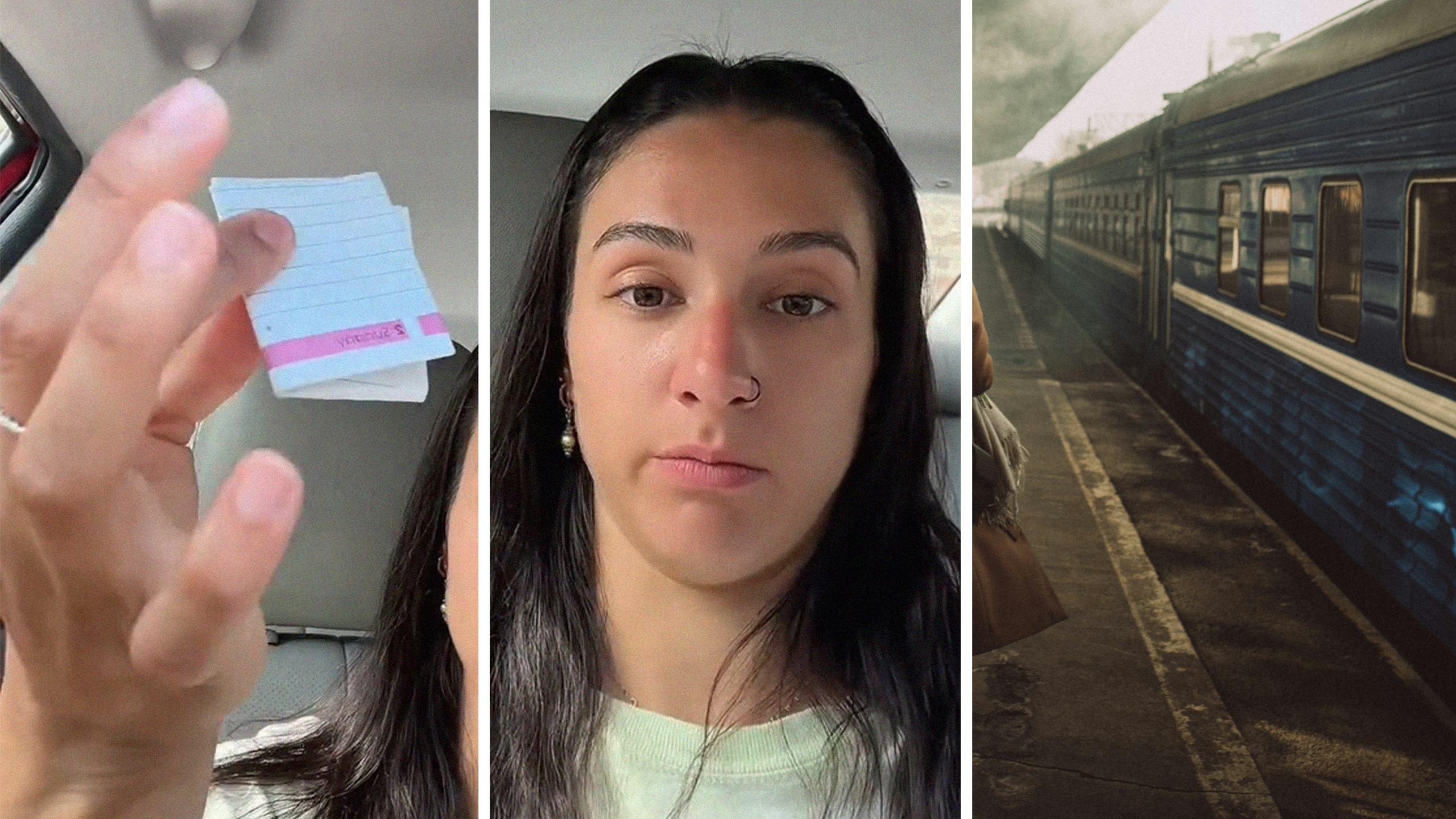 Woman gets off the train on her way to work. A man hands her a note – there’s something suspicious about the paper: ‘I can’t decide if this is sweet or weird’