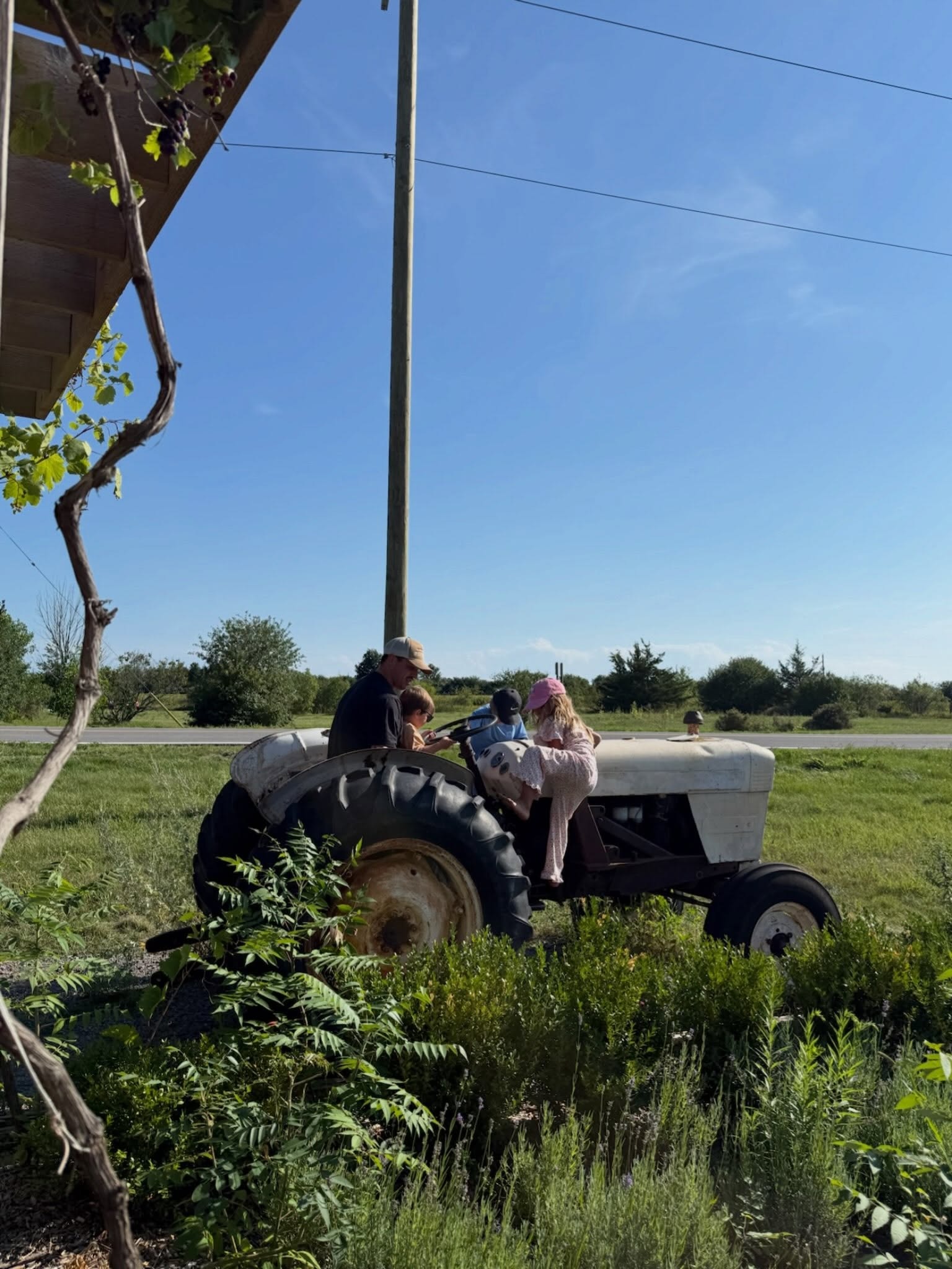 Une virée en tracteur qui amuse les enfants