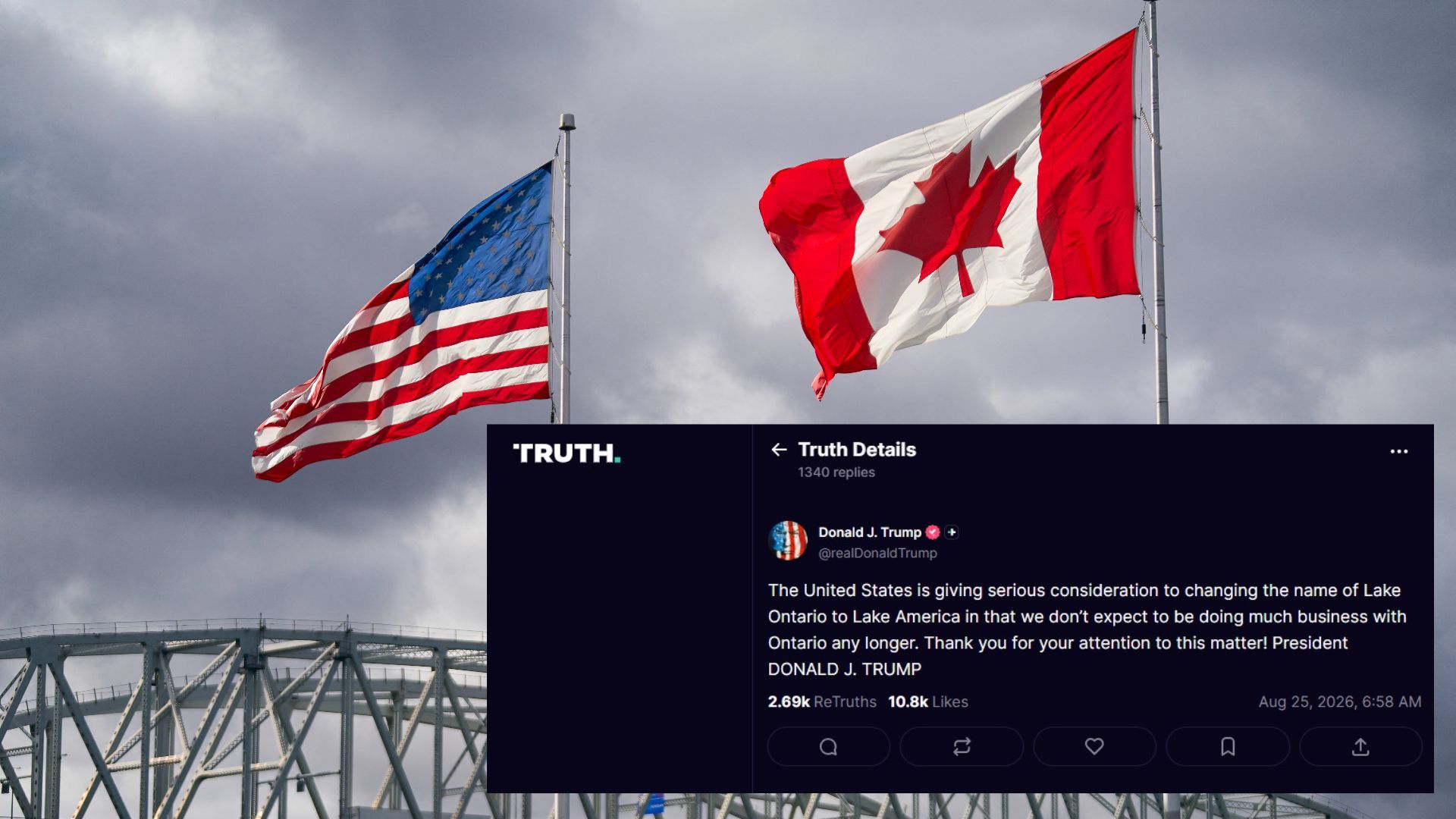 Trump s'en prend au lac Ontario