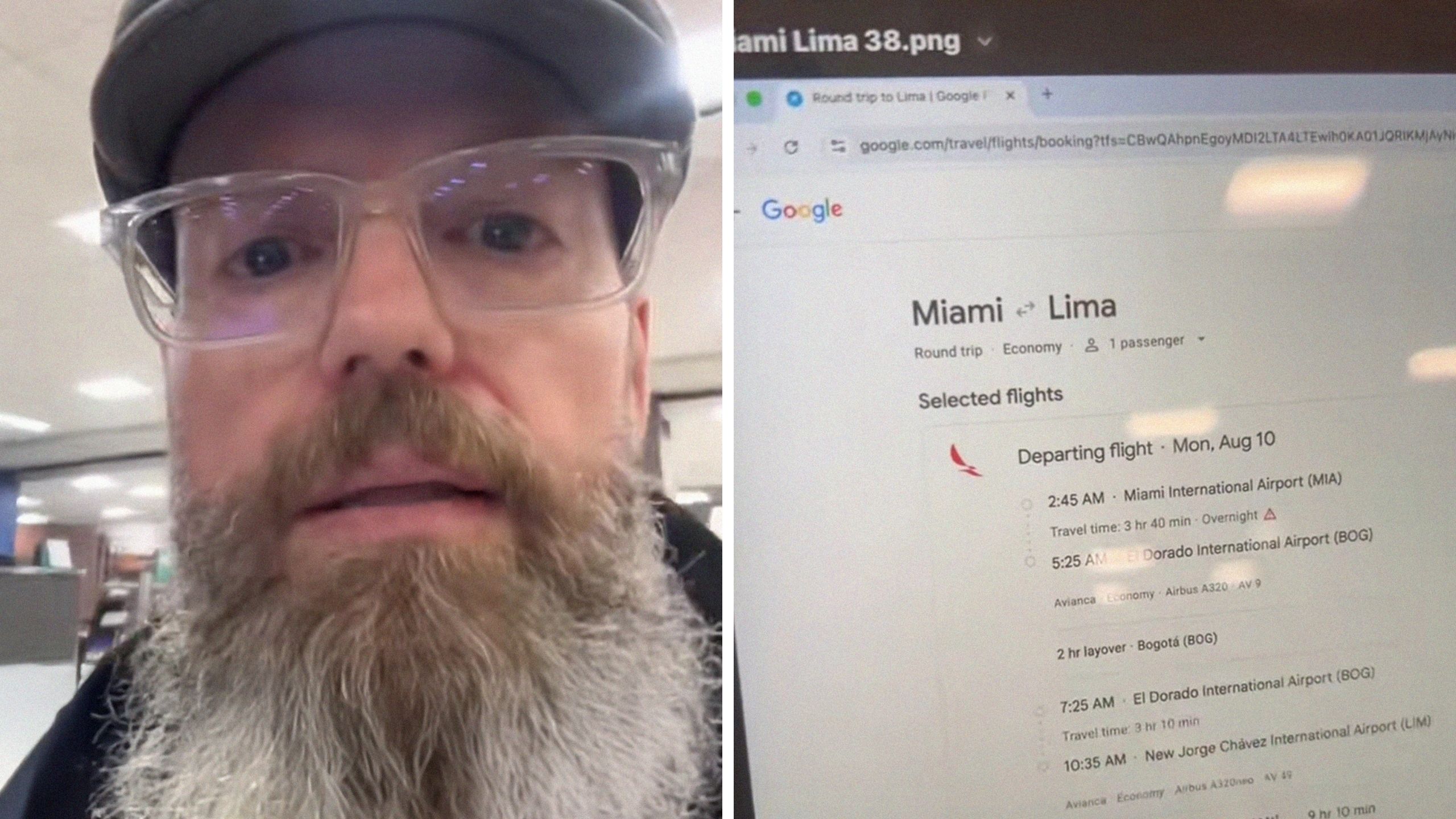 Un homme se rend au comptoir d’American Airlines. Il y découvre alors un vol de Miami à Lima à 38$: «Elle ne mentait pas.»