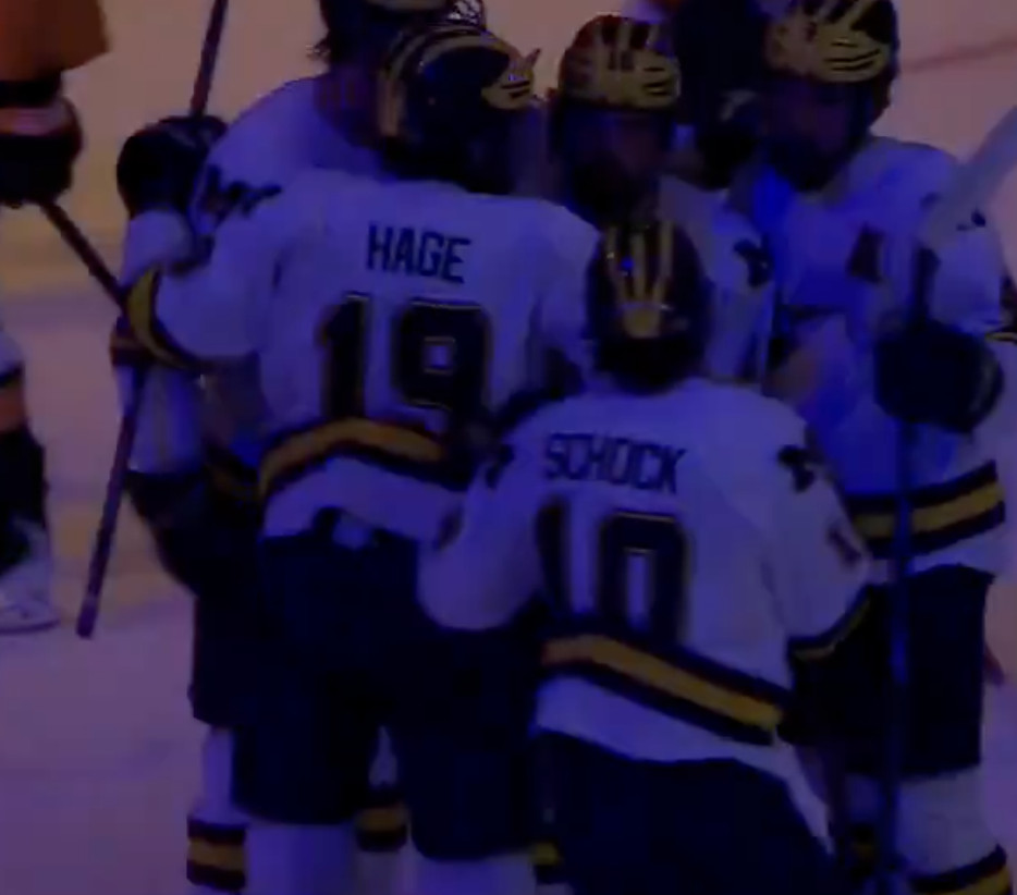 Michael Hage scored just one point in Michigan’s 10-1 rout
