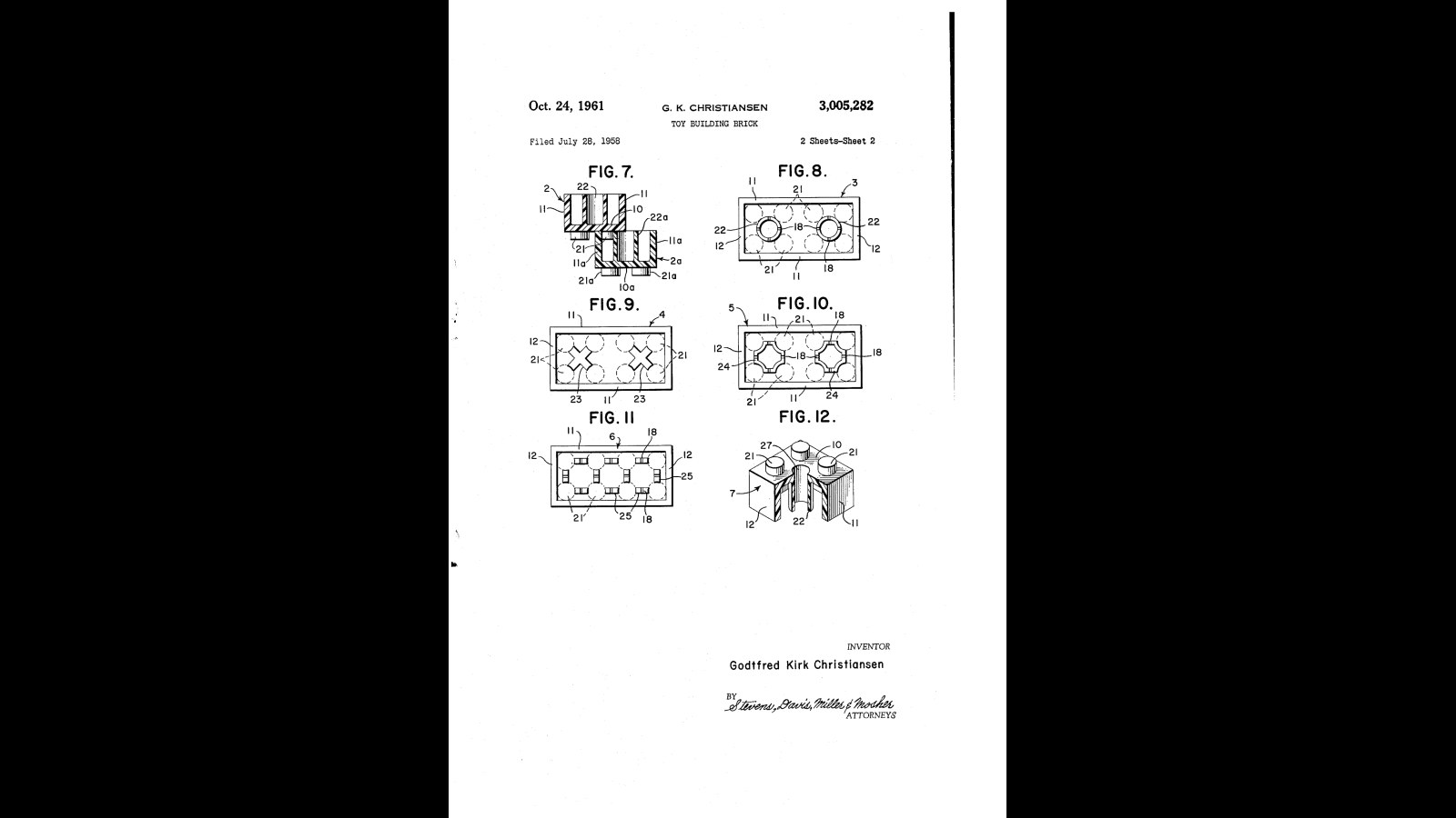 17. Un brevet permet enfin aux briques Lego de s'emboîter les unes dans les autres