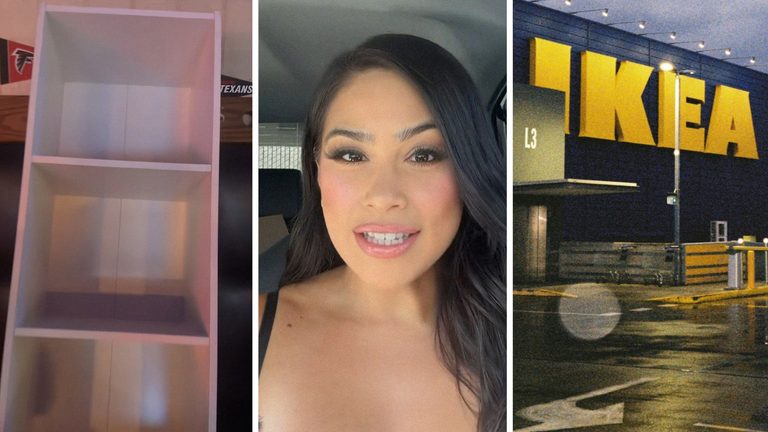 Dive bar bartender struggles to put together IKEA furniture. Then she turns to her customers: ‘Pro tip’