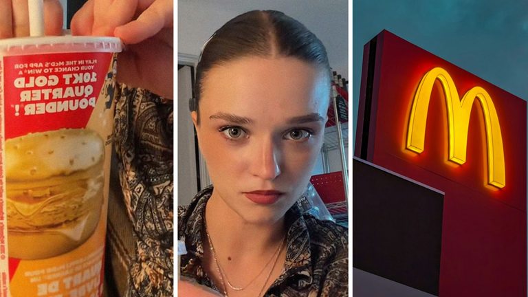 McDonald’s worker accidentally gives customer 4 Monopoly stickers on cup. Then she peels them off