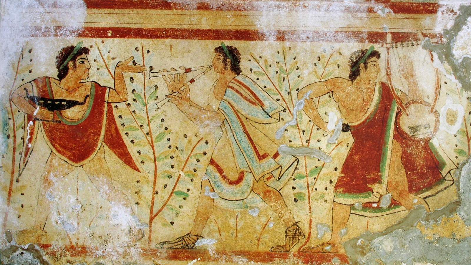6. Les convives étrusques continuent de danser en couleurs dans la Tombe des Léopards