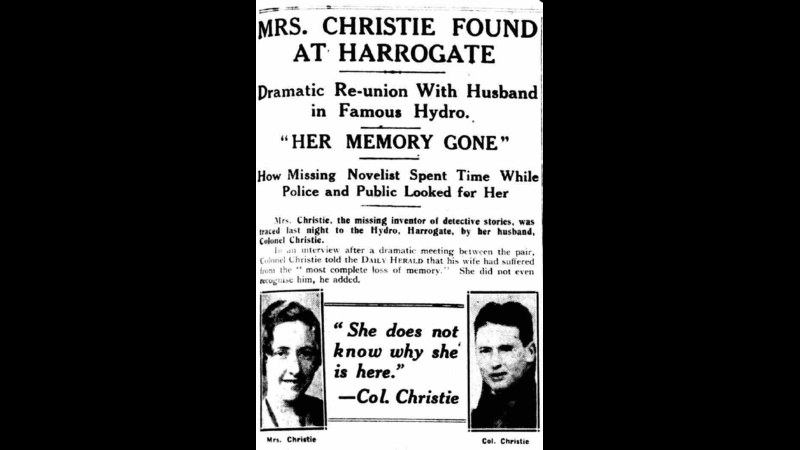 2. Agatha Christie a refait surface après 11 jours, sous un faux nom
