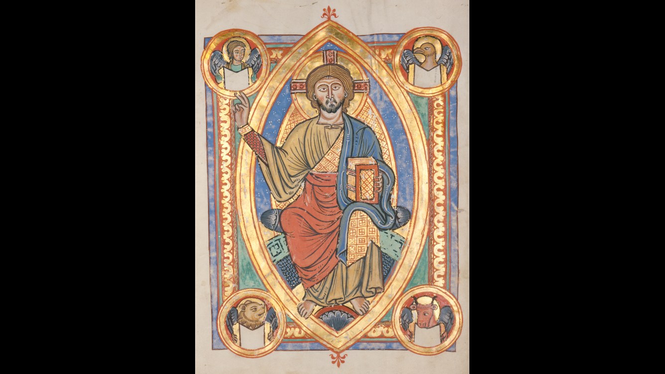 19. Deux cercles qui se chevauchent formaient l'auréole lumineuse autour du Christ en majesté