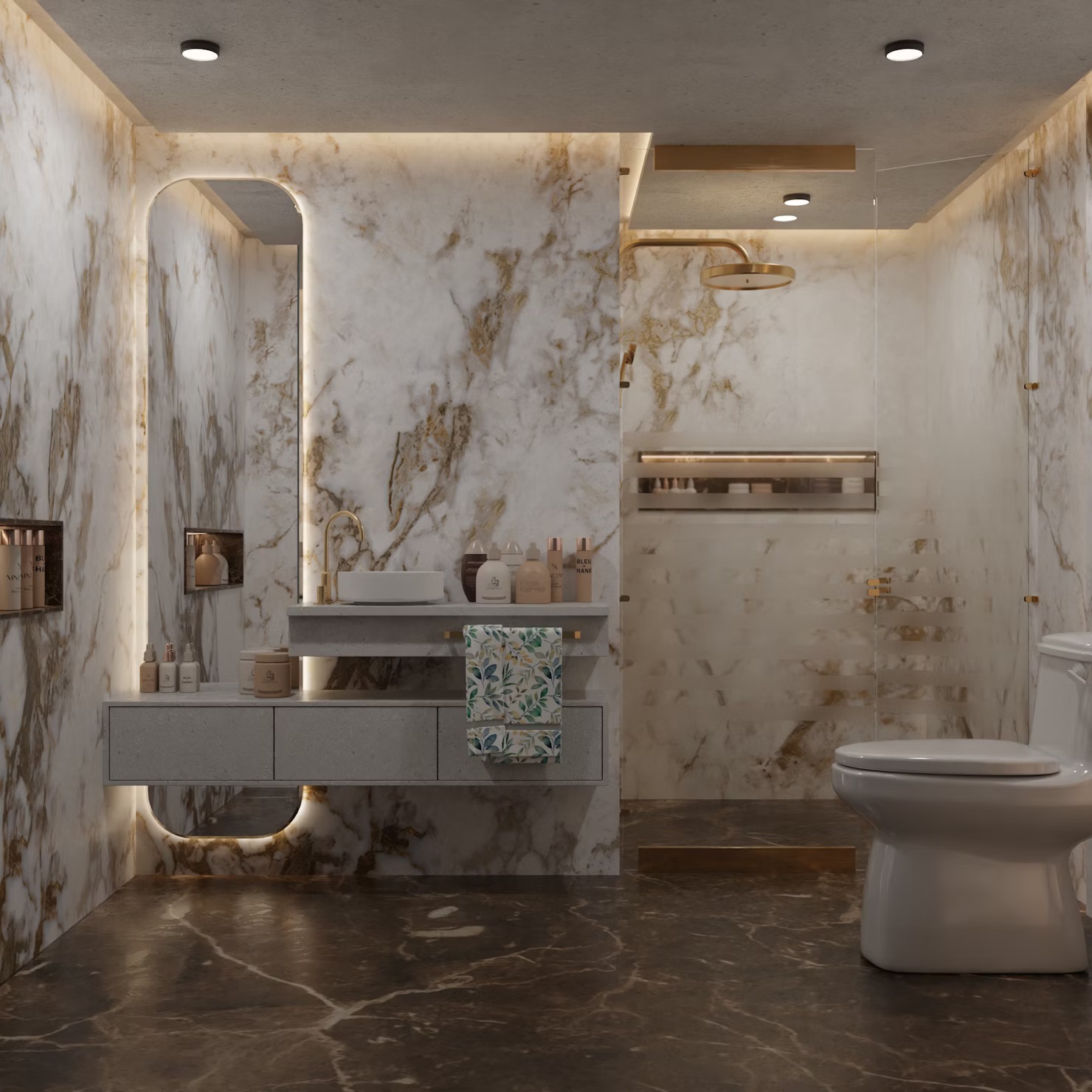 A marble bathroom