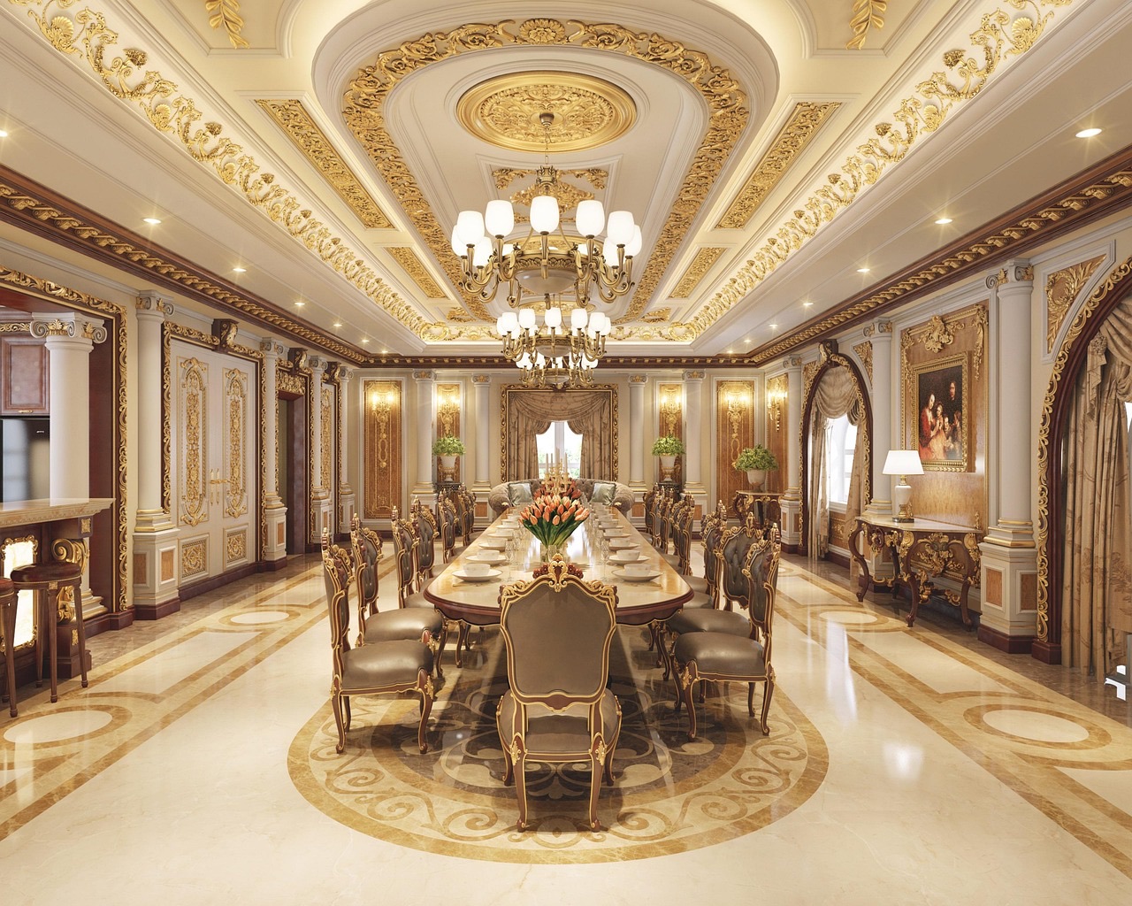 The dining room of a castle