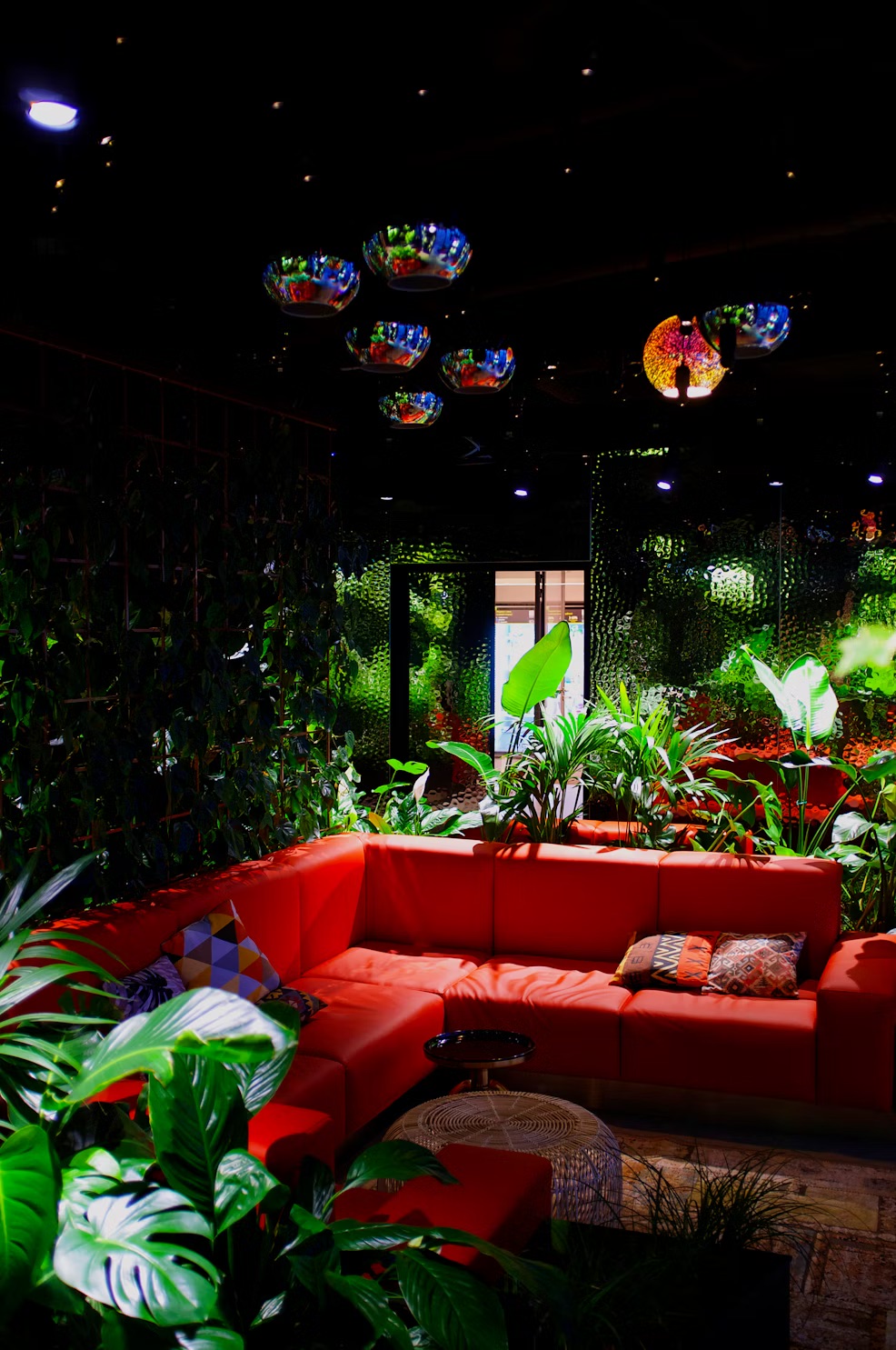 An interior with a jungle vibe