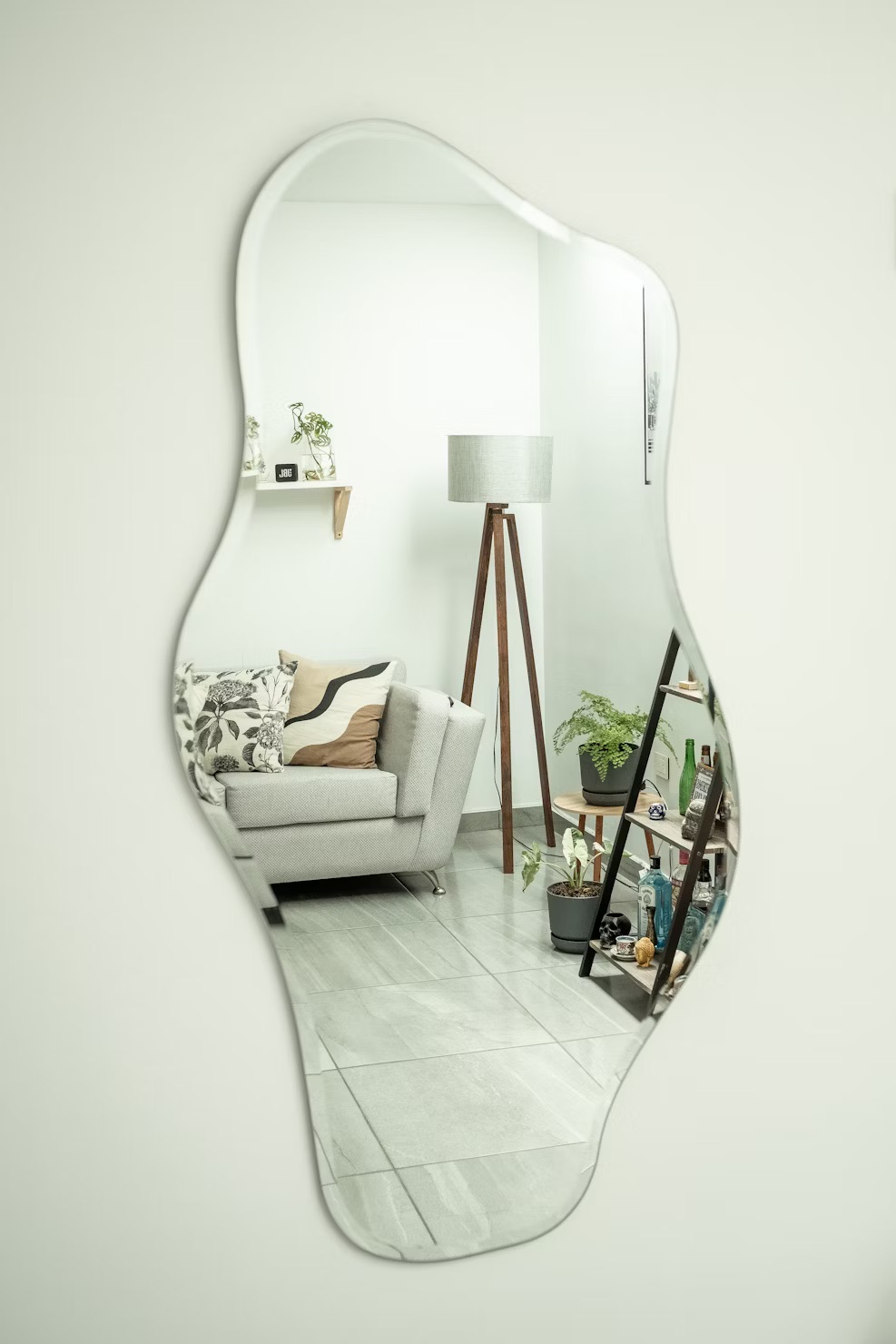 A large wall mirror