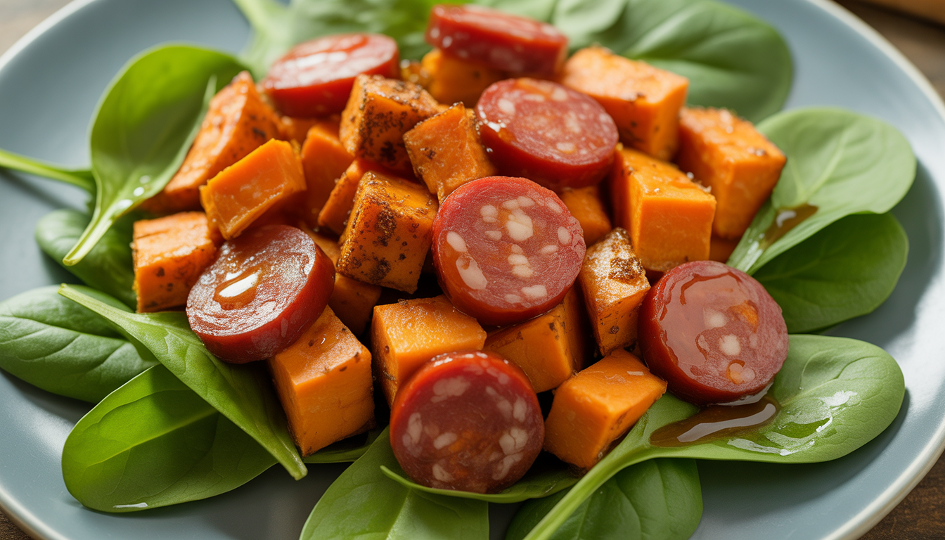 7. Warm sweet potato and chorizo salad